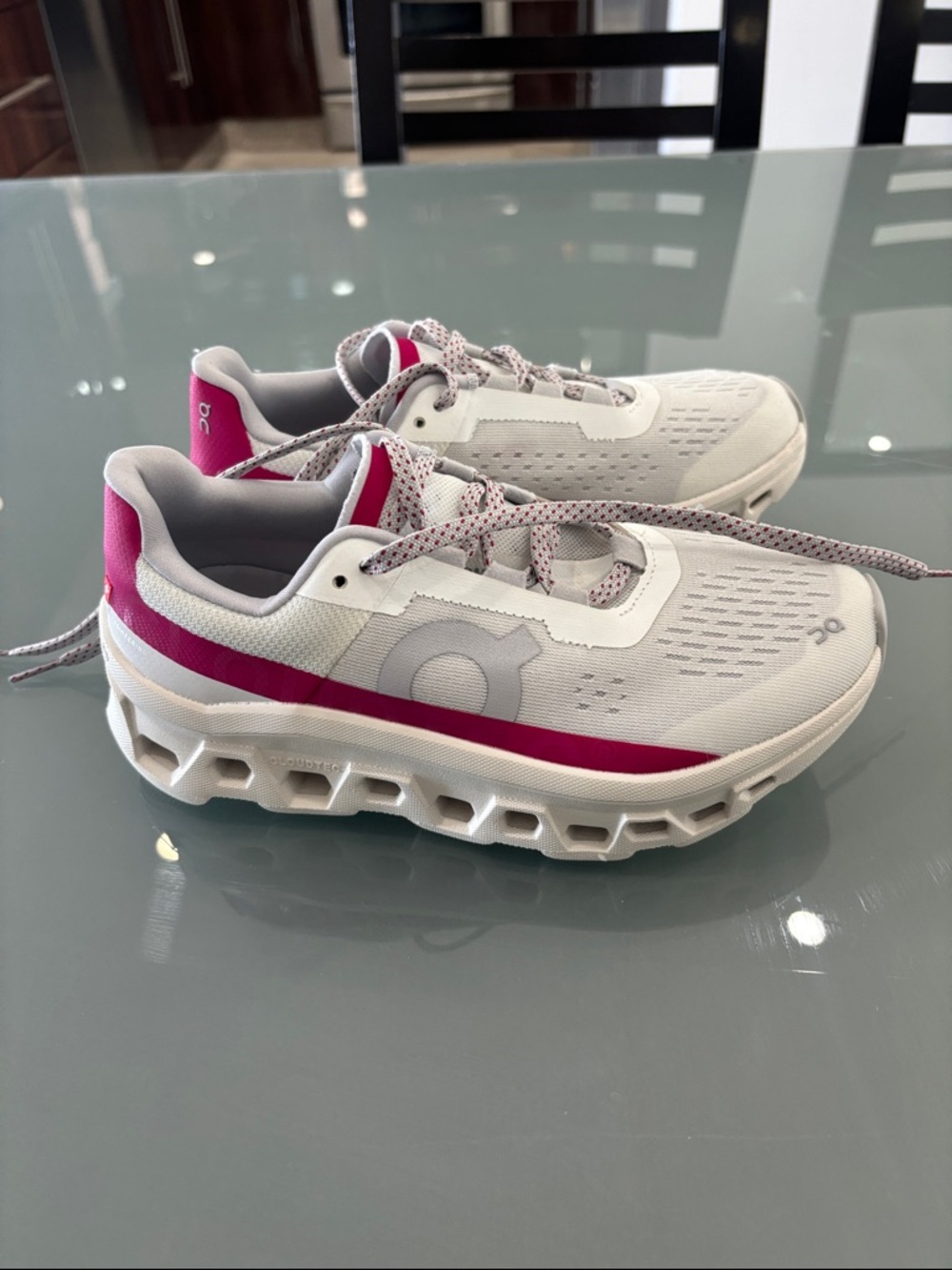 On Running Women's White and Pink Running Sneakers